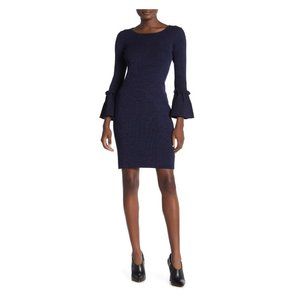 NEW Nina Leonard Ribbed Knit Bell Sleeve Dress